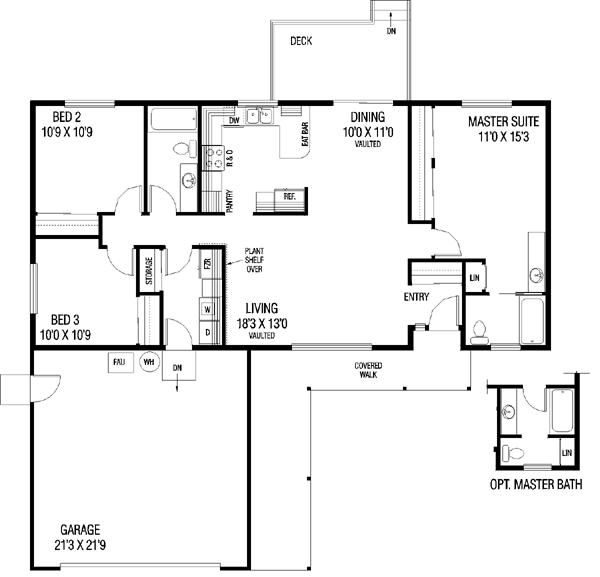 House Design - Ranch Floor Plan - Main Floor Plan #60-448