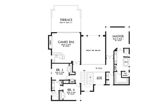 Floor Plan - Upper Floor for Contemporary House Plan #48-651 - 4 bed, 4.5 bath