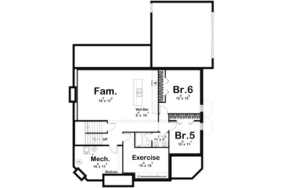 Floor Plan - Lower Floor for Victorian House Plan #455-497 - 4 bed, 2.5 bath