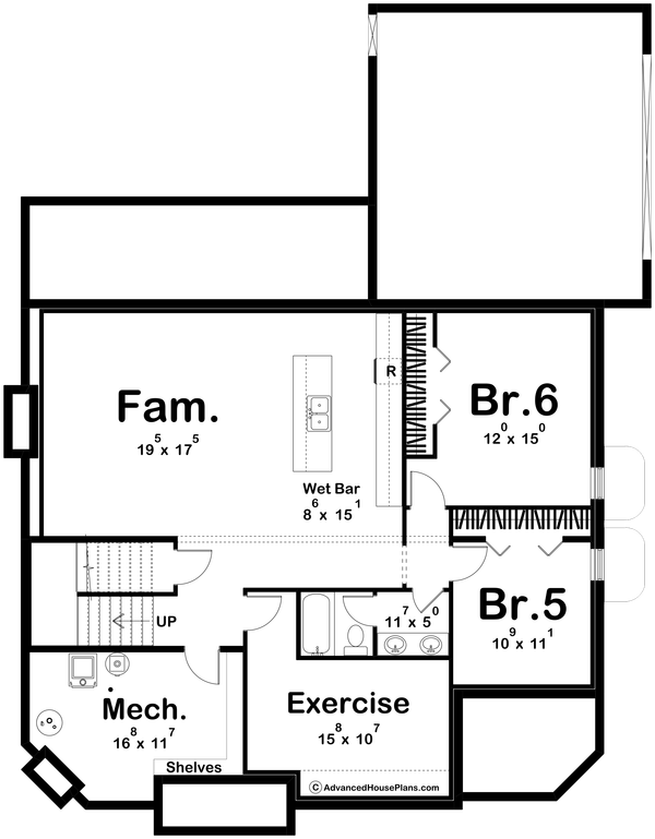 Modern Floor Plan - Lower Floor Plan #455-497