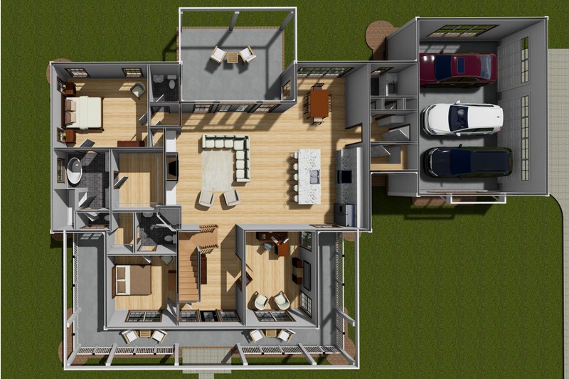 House Plan Design - Floor Plan - Main Floor for Farmhouse House Plan #513-2247 - 4 bed, 3.5 bath