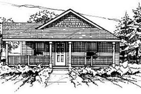 Exterior - Front Elevation for Ranch House Plan #50-232 - 3 bed, 1 bath