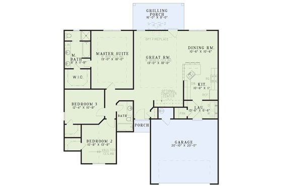 Floor Plan - Main Floor for Traditional House Plan #17-606 - 3 bed, 2 bath