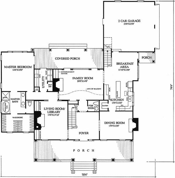 Home Plan - Southern Floor Plan - Main Floor Plan #137-234