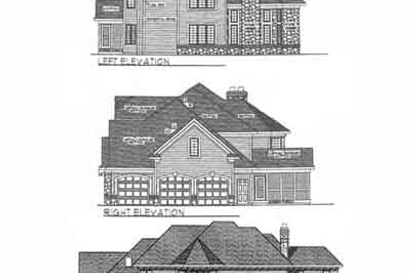 Home Plan - Exterior - Rear Elevation for European House Plan #70-535 - 4 bed, 3.5 bath