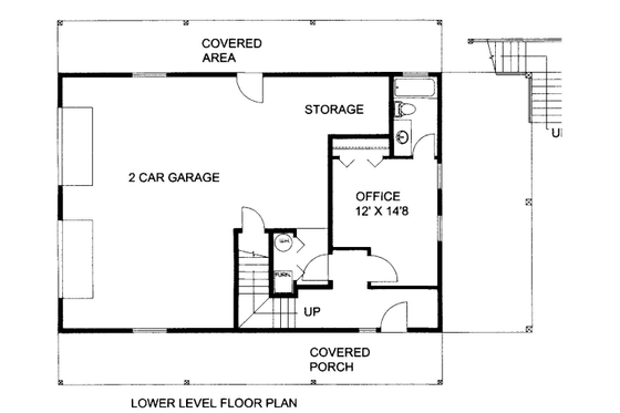 Floor Plan - Lower Floor for Bungalow House Plan #117-726 - 2 bed, 3 bath