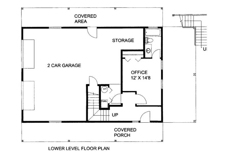 Home Plan - Floor Plan - Lower Floor for Bungalow House Plan #117-726 - 2 bed, 3 bath