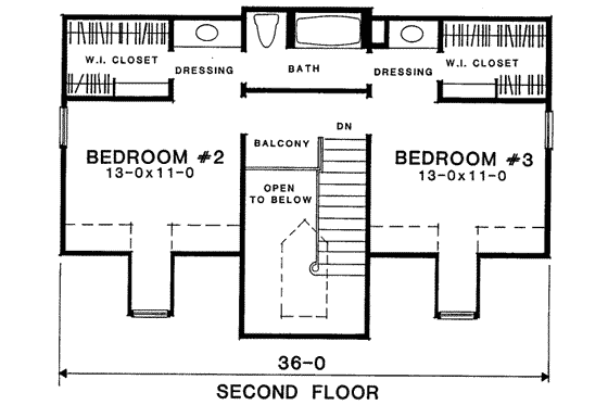 Floor Plan - Upper Floor for Country House Plan #322-123 - 3 bed, 3.5 bath