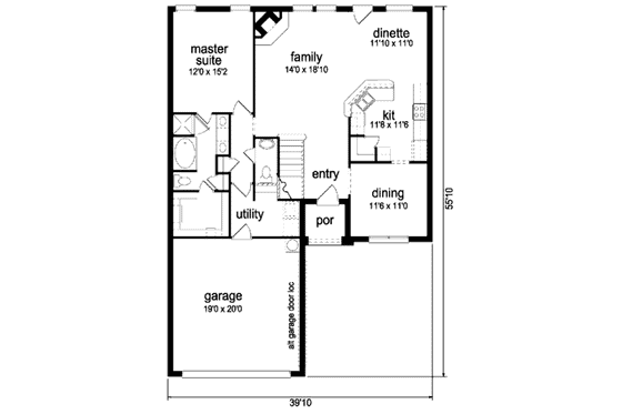 Floor Plan - Main Floor for Traditional House Plan #84-374 - 5 bed, 2.5 bath
