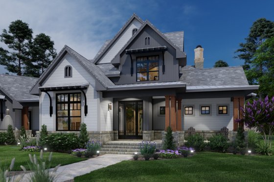 Exterior - Covered Porch for Farmhouse House Plan #120-195 - 3 bed, 2.5 bath