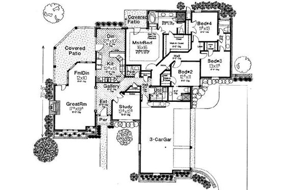 Floor Plan - Main Floor for European House Plan #310-629 - 4 bed, 2.5 bath