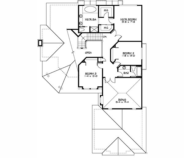 Craftsman Floor Plan - Upper Floor Plan #132-144