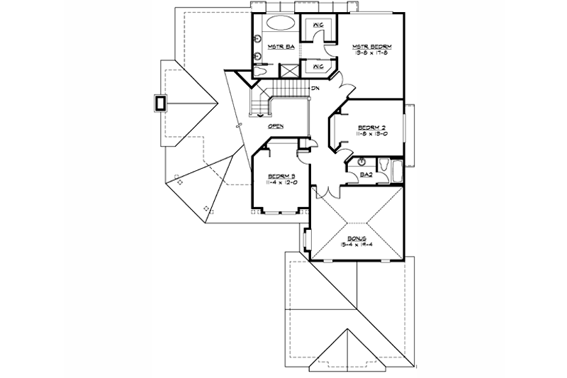 Dream House Plan - Floor Plan - Upper Floor for Craftsman House Plan #132-144 - 3 bed, 2.5 bath