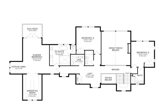 Floor Plan - Upper Floor for Craftsman House Plan #1086-11 - 3 bed, 3.5 bath