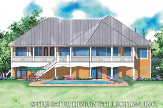 Exterior - Rear Elevation for Country House Plan #930-173 - 3 bed, 3.5 bath