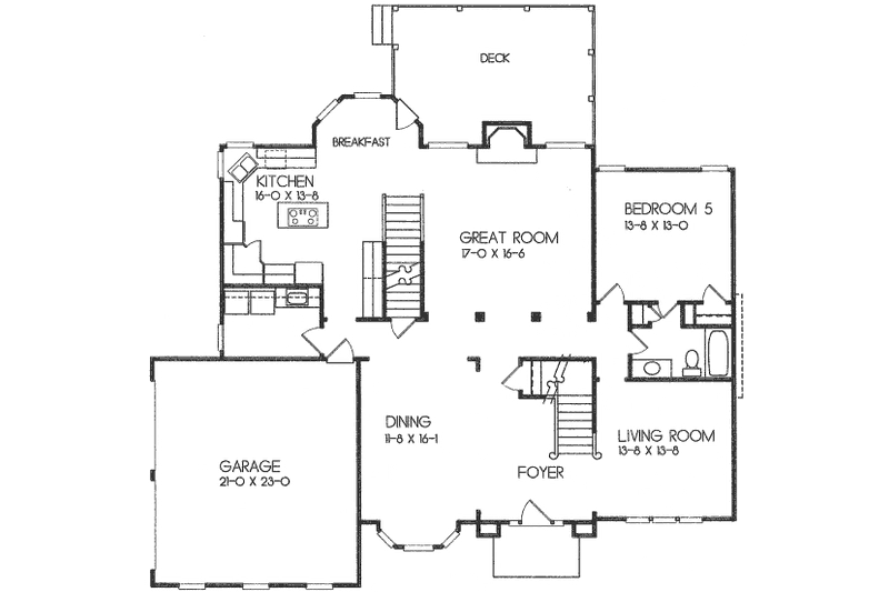 House Design - Floor Plan - Main Floor 1 for European House Plan #129-155 - 5 bed, 4 bath