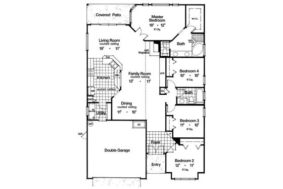Floor Plan - Main Floor for Mediterranean House Plan #417-157 - 4 bed, 2 bath