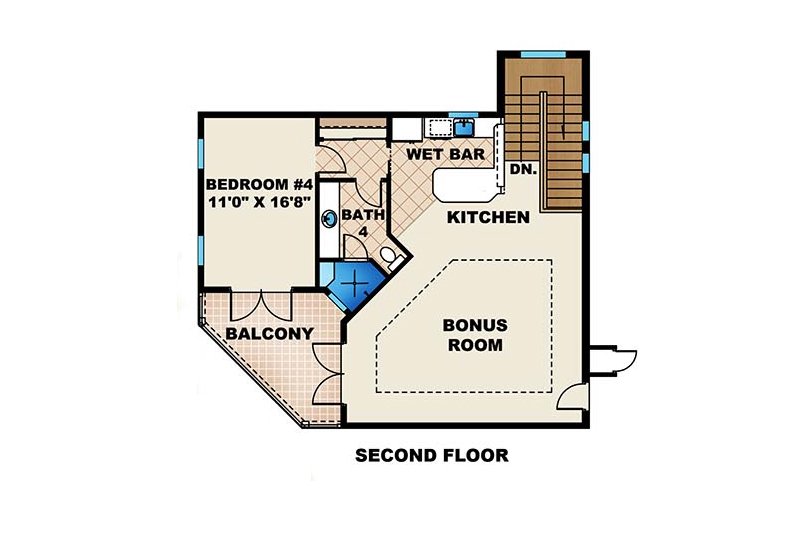 House Blueprint - Floor Plan - Upper Floor for Mediterranean House Plan #27-475 - 4 bed, 4.5 bath