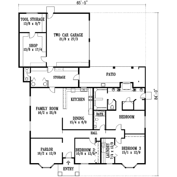 Ranch Floor Plan - Main Floor Plan #1-1177