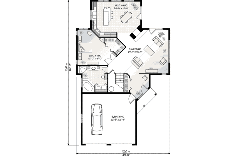Dream House Plan - Floor Plan - Main Floor for Farmhouse House Plan #23-230 - 3 bed, 2 bath