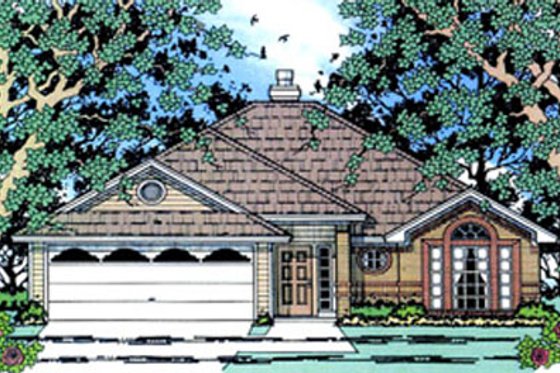 Exterior - Front Elevation for Traditional House Plan #42-372 - 3 bed, 2 bath