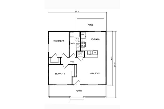 Floor Plan - Main Floor for Cottage House Plan #515-60 - 2 bed, 1 bath