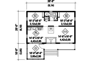 Floor Plan - Main Floor for Country House Plan #25-4357 - 2 bed, 1 bath