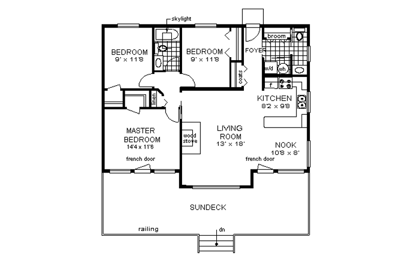 Home Plan - Floor Plan - Main Floor for Ranch House Plan #18-164 - 3 bed, 1.5 bath