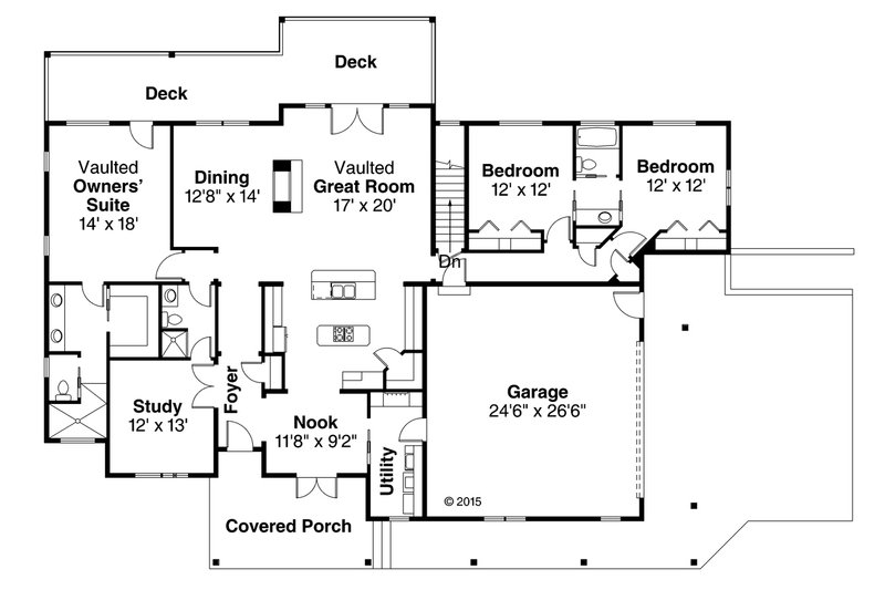Architectural House Design - Floor Plan - Main Floor for Country House Plan #124-1013 - 3 bed, 3 bath