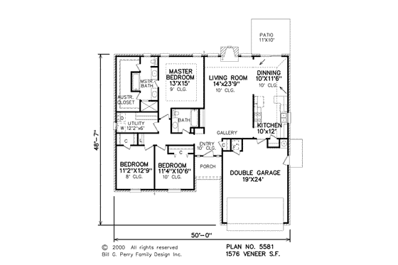 Floor Plan - Main Floor for Traditional House Plan #65-188 - 3 bed, 2 bath