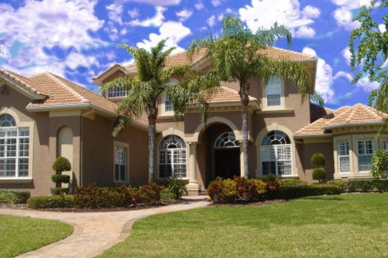 Exterior - Front Elevation for Mediterranean House Plan #135-197 - 4 bed, 4.5 bath