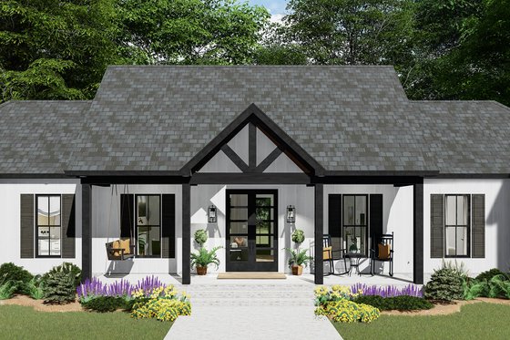 Exterior - Covered Porch for Farmhouse House Plan #406-9670 - 3 bed, 2 bath