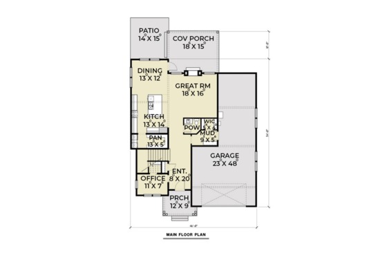 Floor Plan - Main Floor for Contemporary House Plan #1070-18 - 3 bed, 2.5 bath