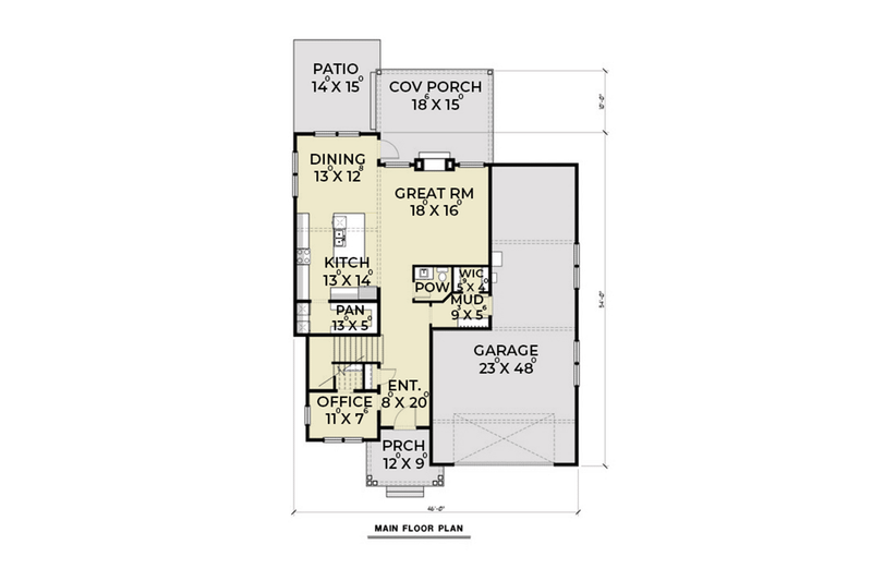 Dream House Plan - Floor Plan - Main Floor for Contemporary House Plan #1070-18 - 3 bed, 2.5 bath