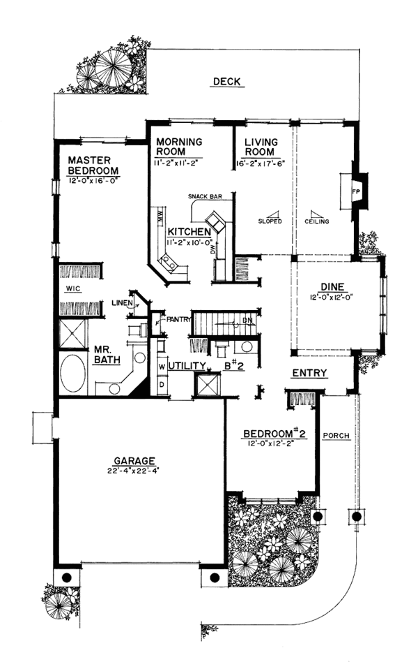 Architectural House Design - Craftsman Floor Plan - Main Floor Plan #1016-58