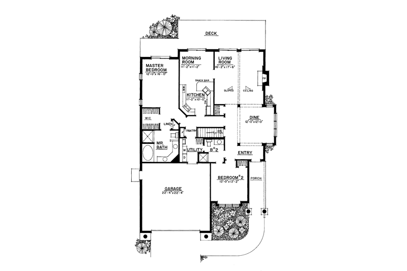 Home Plan - Floor Plan - Main Floor for Craftsman House Plan #1016-58 - 2 bed, 2 bath