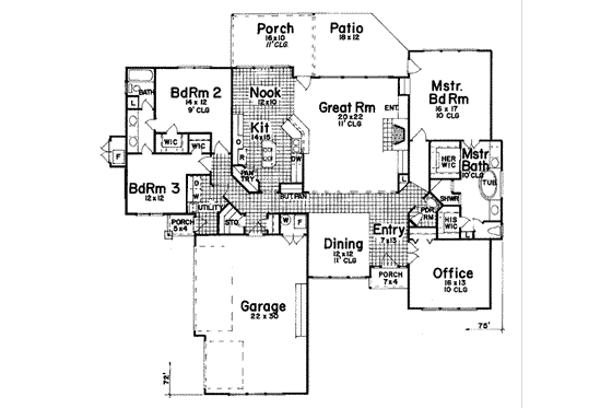 Floor Plan - Main Floor for Traditional House Plan #52-111 - 3 bed, 2.5 bath