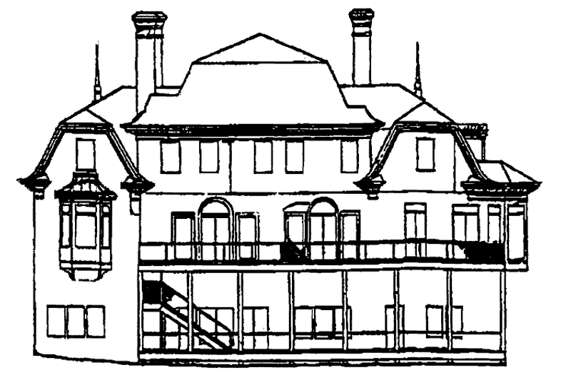 Home Plan - Exterior - Rear Elevation for European House Plan #429-137 - 4 bed, 3.5 bath