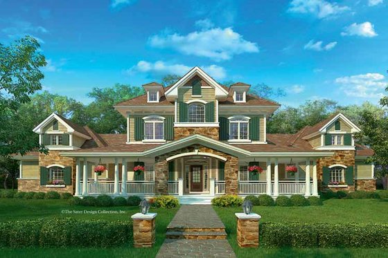 Exterior - Front Elevation 3 for European House Plan #930-205 - 3 bed, 2.5 bath