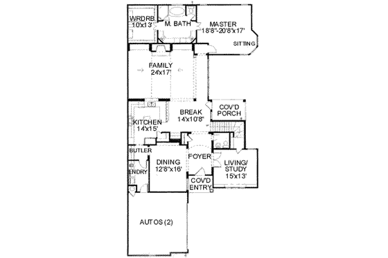 Floor Plan - Main Floor for European House Plan #141-157 - 3 bed, 2.5 bath