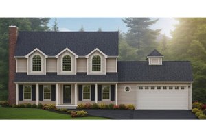 Colonial Exterior - Front Elevation Plan #3-180
