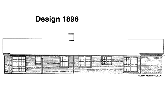 Exterior - Rear Elevation for Ranch House Plan #72-566 - 4 bed, 2.5 bath