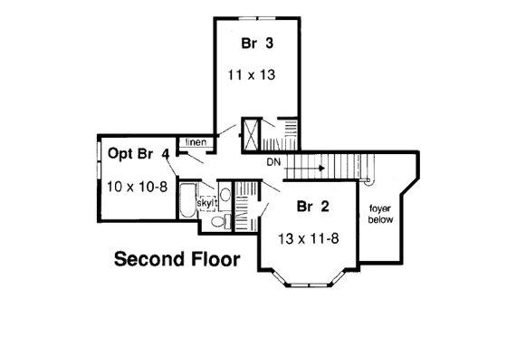 Floor Plan - Upper Floor for European House Plan #312-590 - 4 bed, 2.5 bath