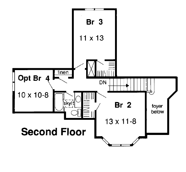 Floor Plan - Upper Floor for European House Plan #312-590 - 4 bed, 2.5 bath
