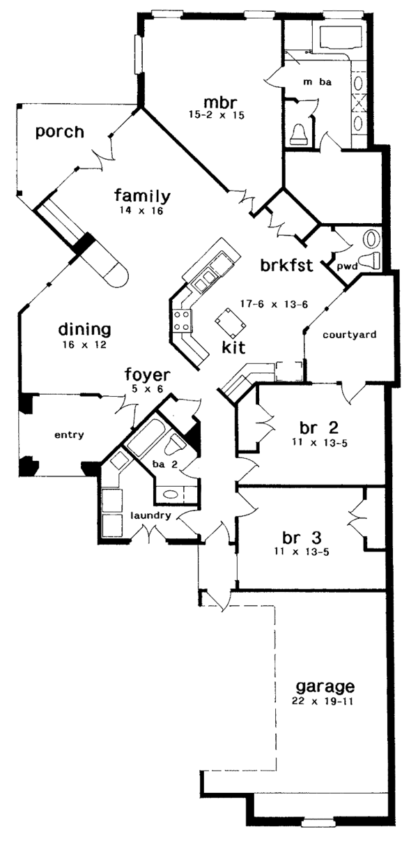 House Blueprint - Country Floor Plan - Main Floor Plan #301-155