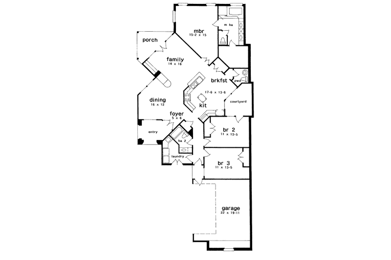 House Plan Design - Floor Plan - Main Floor for Country House Plan #301-155 - 3 bed, 2.5 bath