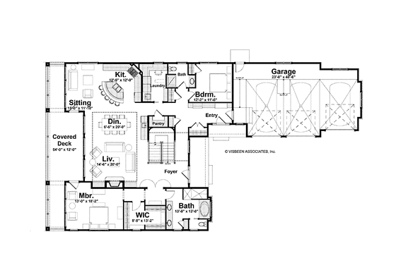 Floor Plan - Main Floor for Craftsman House Plan #928-221 - 4 bed, 4 bath