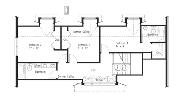 Home Plan - Craftsman Floor Plan - Upper Floor Plan #1063-1