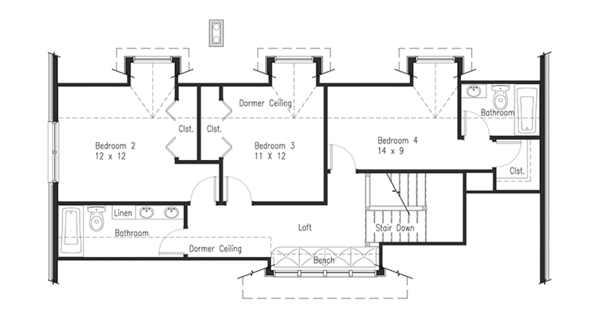 Dream House Plan - Craftsman Floor Plan - Upper Floor Plan #1063-1