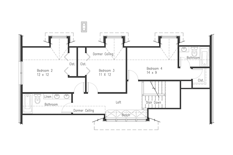 Home Plan - Floor Plan - Upper Floor for Craftsman House Plan #1063-1 - 4 bed, 3.5 bath
